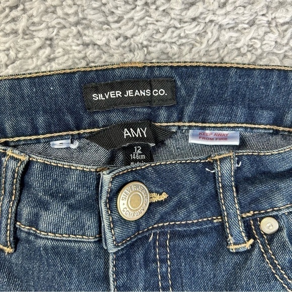 Silver Jeans Girls 12 Amy Jeggings Dark Wash Classic Casual School Clothes Basic - Picture 2 of 3